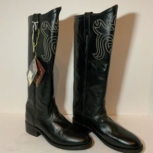 NWT Old West Black Women’s Leather 14 in Tall Roper Toe Cowboy Boots Sz 6